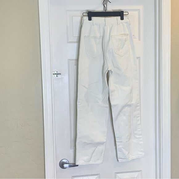 White Pants High Rise Size Small Adjustable Waist - Picture 4 of 7